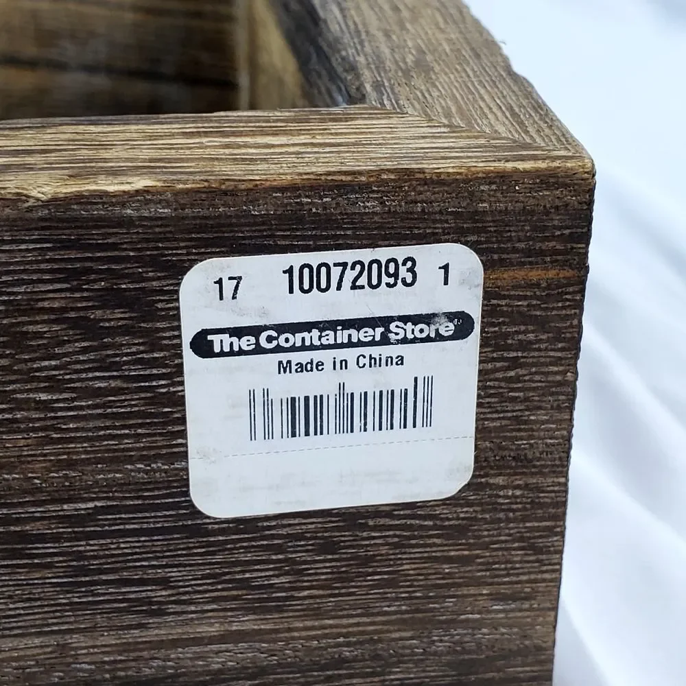 🔺️NWT The Container Store Brown Rustic Wood Square Display Shelf